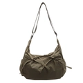 Olive green canvas crossbody bag with sweet ribbon bow details and adjustable strap - Green