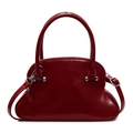Bolso bowling retro rojo oscuro brillante con herrajes plateados y correa ajustable - Rojo