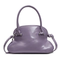 Bolso bowling elegante en charol púrpura con herrajes plateados y correa ajustable - Morado