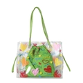 Transparante PVC-draagtas met groene binnenzak en kleurrijke hartjes graffiti print - Groen