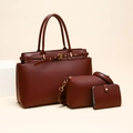 Ensemble de 3 sacs à main bordeaux pour femme comprenant un cabas, une bandoulière et un portefeuille - Ensemble de Sacs Bordeaux