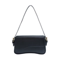Bolso de hombro retro negro trenzado con base de media luna y detalles dorados - Negro