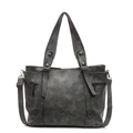 Borsa tote vintage grigio fumo in ecopelle con trama e tracolla regolabile per donna - Grigio