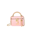 Mini borsa rosa trapuntata con ciondoli a cuore dorati e tracolla a catena - Rosa