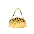 Elegant gold shell-shaped acrylic evening bag with beaded handle and metal chain - Gold