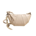 Chic cream-white crescent shoulder bag with quilted patent finish and knot strap - White Without Charm