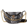 Borsa a spalla retrò leopardata con catena dorata e tracolla regolabile elegante - Leopardo Nero