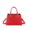 Bolso tote rojo con relieve de cocodrilo, herrajes dorados y correa ajustable - Rojo