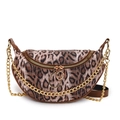 Borsa a tracolla leopardata con catena dorata e grandi cerniere ad anello - Leopardo Marrone