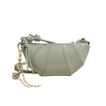 Glossy mint green half-moon crossbody bag with knot strap and metallic charms - Green Without Charm