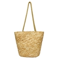 Handgewebte Stroh-Beuteltasche in Beige für den Sommerurlaub am Strand und am Meer - Magnetverschluss-Stil