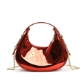 Mini red patent leather hobo bag for kids with gold chain and fringe tassel detail - Red Large