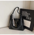 Sac cabas vintage en similicuir noir huilé avec boucle et pendentif en corde - Noir (Sans Pendentif)