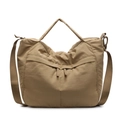 Sac cabas bandoulière en nylon kaki avec sangle large et poche frontale zippée - Kaki