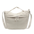 Sac fourre-tout en nylon beige avec doubles poches zippées et bandoulière réglable - Blanc Cassé
