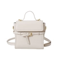 Sac à dos vintage crème en similicuir avec boucle dorée et bandoulière fine - Blanc
