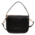 Borsa a secchiello plissettata nera minimalista con finiture dorate e tracolla - Nero
