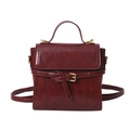 Sac à main carré rétro bordeaux avec boucle dorée et bandoulière réglable - Rouge