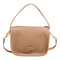 Borsa a secchiello plissettata beige con strisce verticali e tracolla regolabile - Cachi