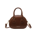 Bolso tipo almohada marrón oscuro clásico con herrajes dorados y asas superiores - Marrón Amarillento