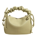 Light green pleated handbag with knot drawstring detail and fashion logo lettering - Green