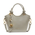 Chic light gray fashion bucket bag with knotted handle and elegant charm detail - Green