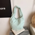 Mint green corduroy tote bag with vertical stripes and shoulder strap for casual wear - Green
