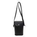 Minimalist black pebble grain shoulder bag with metal magnetic closure for women - Black