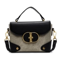 Contrast grey and black crossbody handbag with gold oval clasp and top handle - Off-white