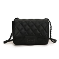 Classic black quilted crossbody bag with gold chain strap and turn-lock closure - Black