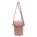 Pink minimalist crossbody phone bag with litchi texture PU leather and silver buckle - Pink