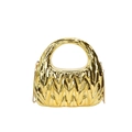 Modern gold acrylic crescent clutch with ruched texture and golden chain strap - Gold