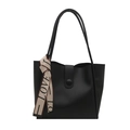 Minimalistische schwarze matte Leder-Tragetasche mit dekorativem Love-Band am Griff - Schwarz