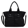 Bolso tote negro minimalista con textura suave y correa de hombro ajustable para mujer - Negro