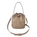 Khaki geflochtene Beuteltasche mit Kordelzug und verstellbaren Lederriemen - Khaki