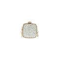 Sparkly acrylic mini evening clutch bag with gold chain and rhinestone details - Two-tone Gold Silver