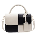 Chique zwart-witte handtas met rond handvat en een afneembare schouderriem ontwerp - Zwart/Beige Patchwork