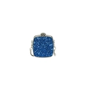 Royal blue sequin acrylic evening bag with silver chain and rhinestone clasp - Blue