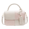 Roze en crème lederen handtas met handvat en goudkleurige hardware afwerkingen - Roze/Beige Patchwork