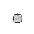 Elegant silver sequin mini evening bag with black metal frame and chain strap - Black Silver