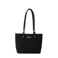 Sac fourre-tout noir minimaliste avec finition mate et détails métalliques dorés - Noir