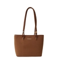 Sac fourre-tout minimaliste en daim marron mat avec d'élégants accents en métal doré - Marron