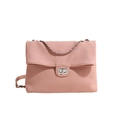 Pink pleated chain shoulder bag with silver turn-lock and vertical stripe texture - Pink