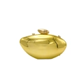 Polished gold metallic egg-shaped evening clutch bag with chain strap and top clasp - Gold