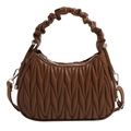 Braune Handtasche mit Plissee-Design, Tragegriff und verstellbarem Umhängeriemen - Braun