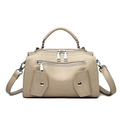 Fashionable beige multi-pocket crossbody bag for women with dual top zippers and long strap - Khaki