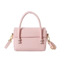 Rosa Handtasche mit Litschi-Textur, Goldperlen und abnehmbarem Schultergurt - Rosa