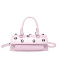 Elegante borsa baguette rosa con rivetti argentati e finitura lucida da donna - Rosa