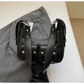 Chic black utility underarm bag with silver rivets and functional pockets in cool style - Black