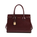 Borsa tote vintage bordeaux in pelle con dettagli dorati e doppi manici - Borgogna